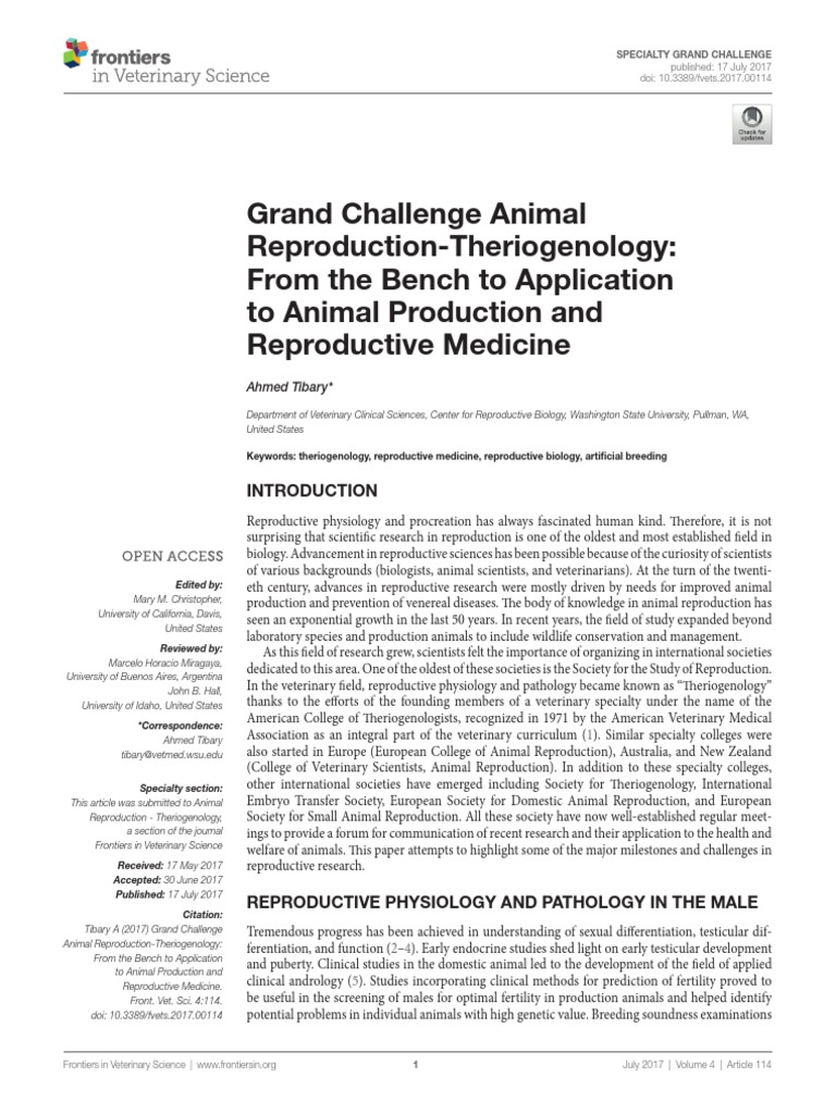 Animal Reproduction Theriogenology PDF In Vitro Fertilisation Biology