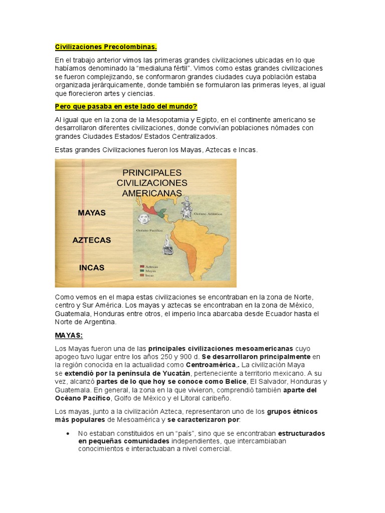 Civilizaciones Precolombinas | PDF | Imperio Inca | Civilización maya