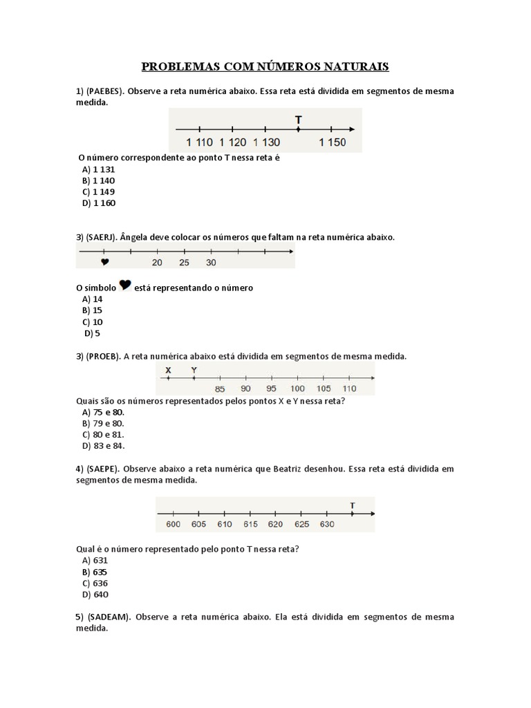Problemas Com Números Naturais | PDF