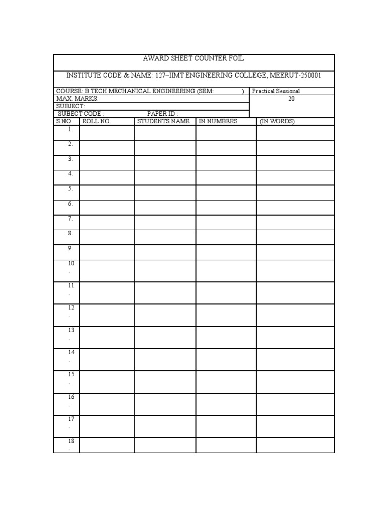 Award Sheet Counter Foil Format | PDF