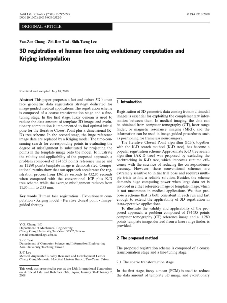 3D Registration of Human Face Using Evolutionary Computation and ...