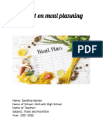 Project On Meal Planning