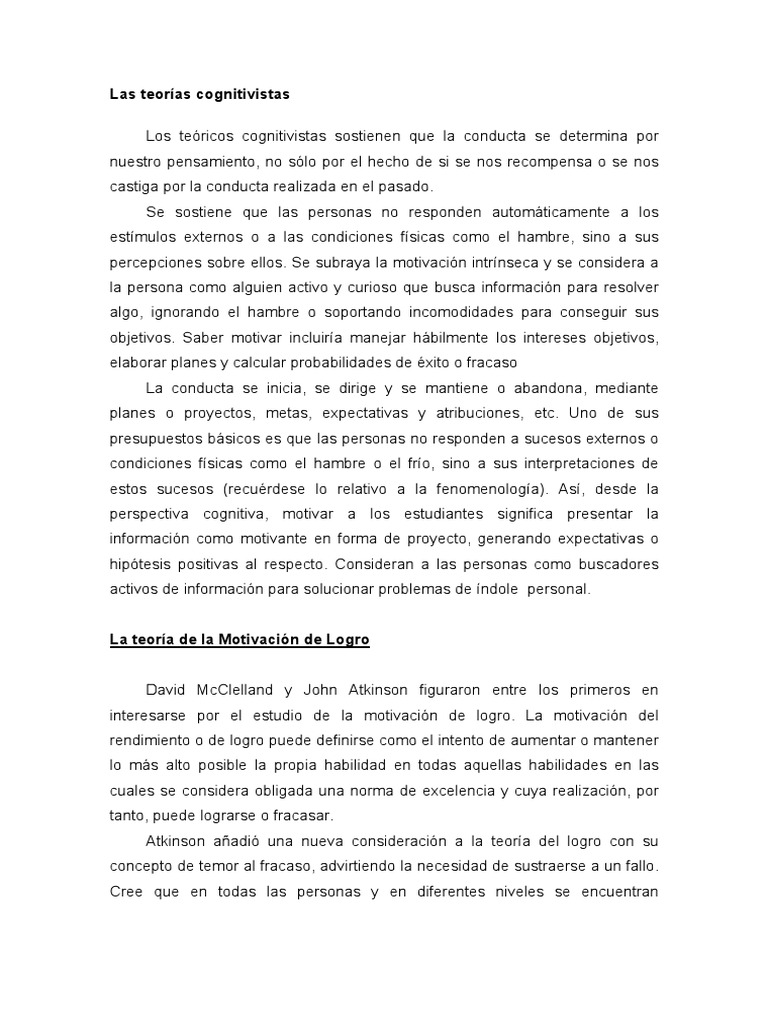 Teoría de la Motivación de Logro de Atkinson | PDF | Motivación ...
