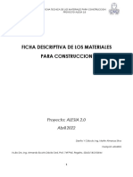 Ficha técnica de materiales para la construcción del Proyecto Alesia 2.0