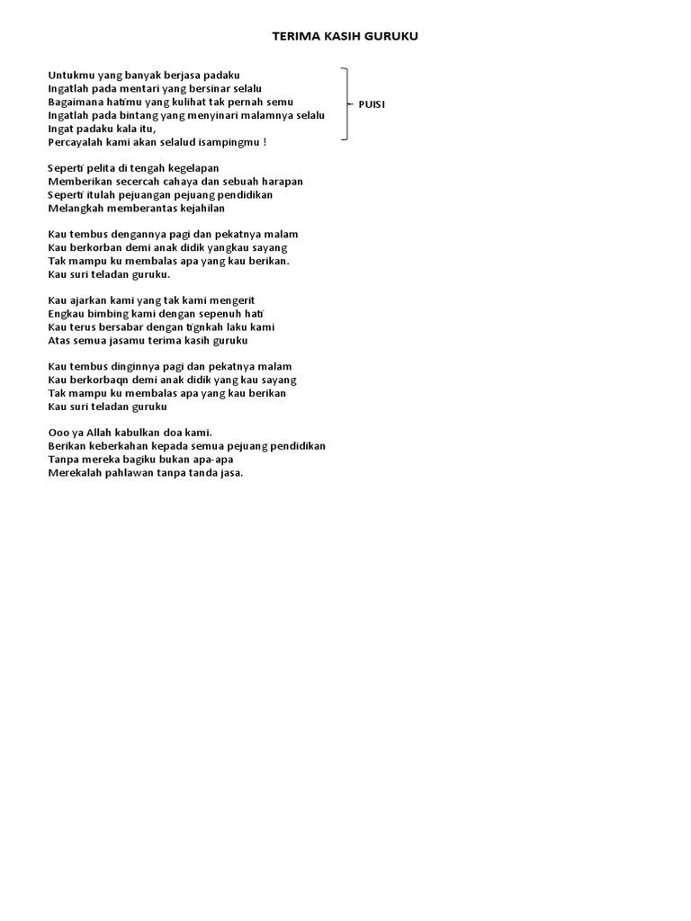 Terima Kasih Guruku | PDF