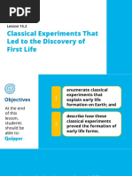 Earth and Life Science SHS 15.2 Classical Experiments That Led To The Discovery of First Life