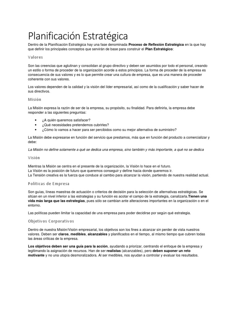 Claves de la Planificación Estratégica | PDF | Planificación ...