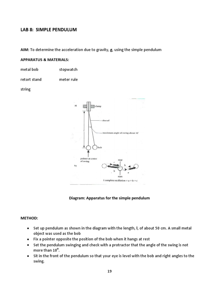 Measuring Gravity with a Pendulum | PDF