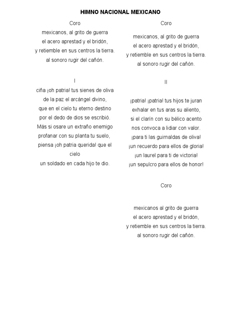 Himno Nacional Mexicano Pdf