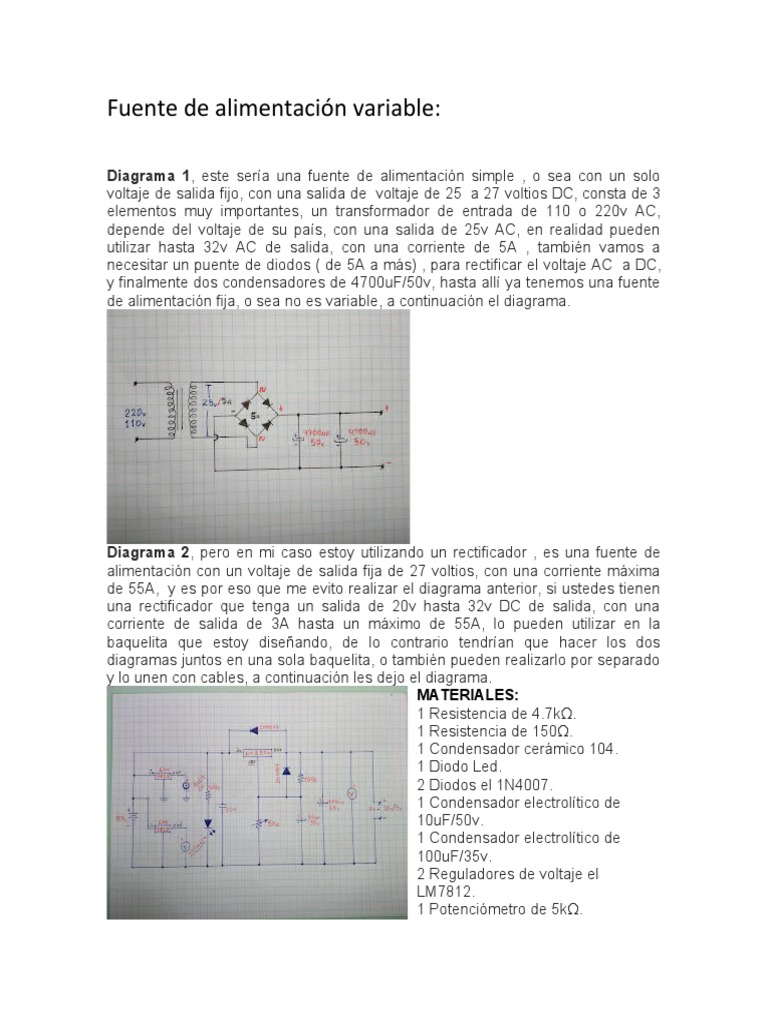 Diagrama de Fuente de Alimentación Variable | PDF | Fuente de ...