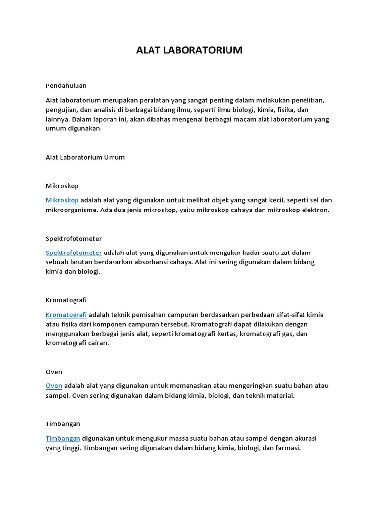 Alat Laboratorium | PDF | Kesehatan Holistik