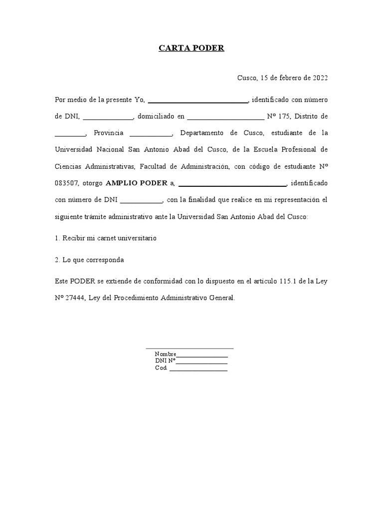 Carta de de Poder PDF