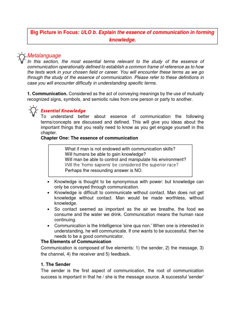 Ge2 Cha 1 Pdf Communication Knowledge