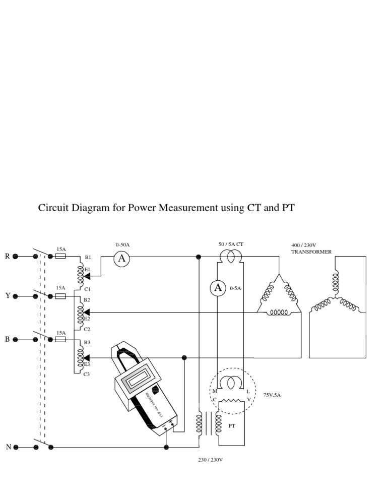 CT and PT Circuit Diagram for Power Measurement | PDF | Technology ...