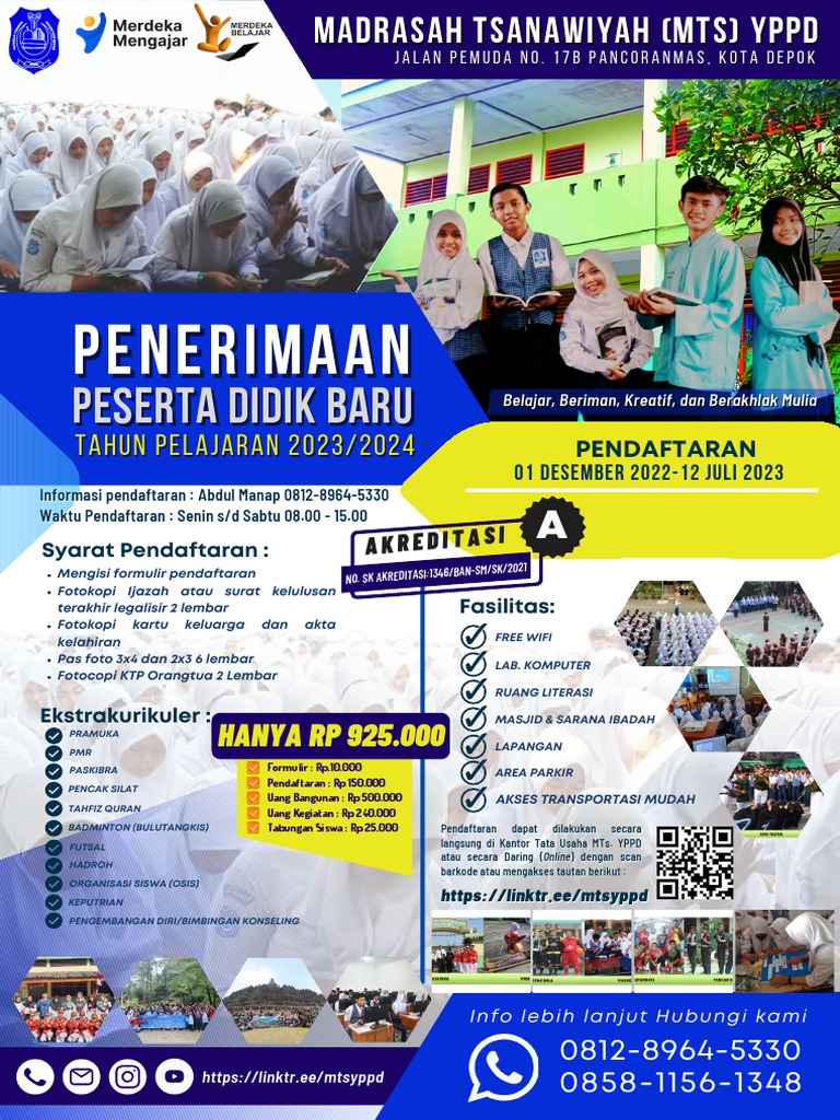 Pendaftaran MTs YPPD Depok 2023/2024 | PDF