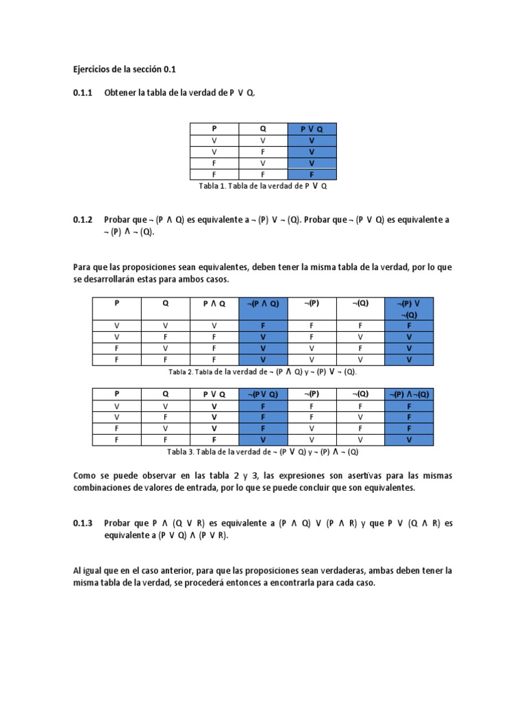 Tablas de La Verdad y Tautologia Descargar gratis PDF