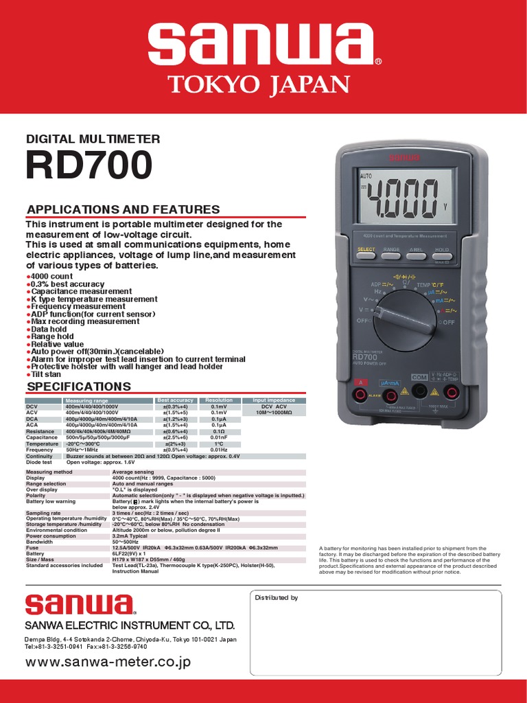 Ficha Tecnica RD 700 | PDF | Physical Quantities | Metrology