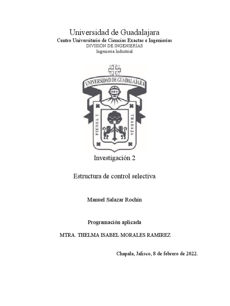 Investigación 2 - Estructura de Control Selectiva | PDF | Python ...
