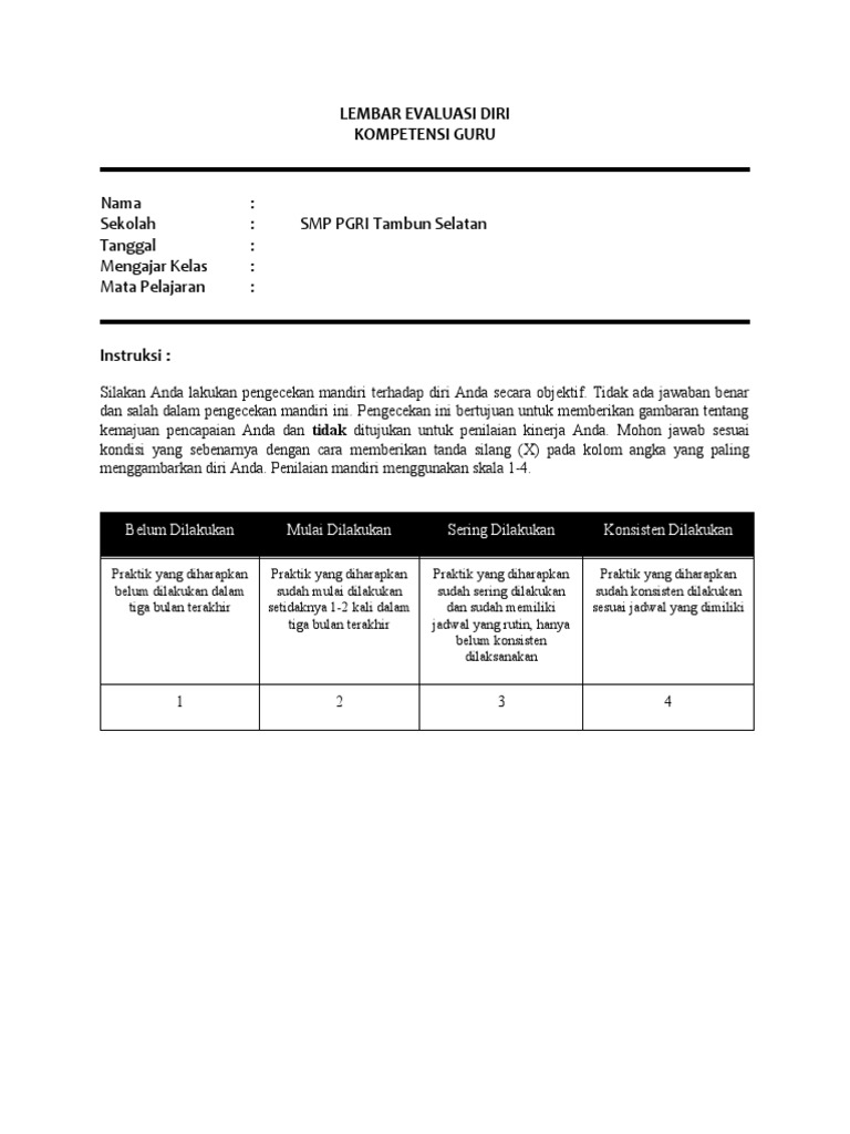 Evaluasi dan Refleksi Diri Guru | PDF | Karier & Perkembangan ...