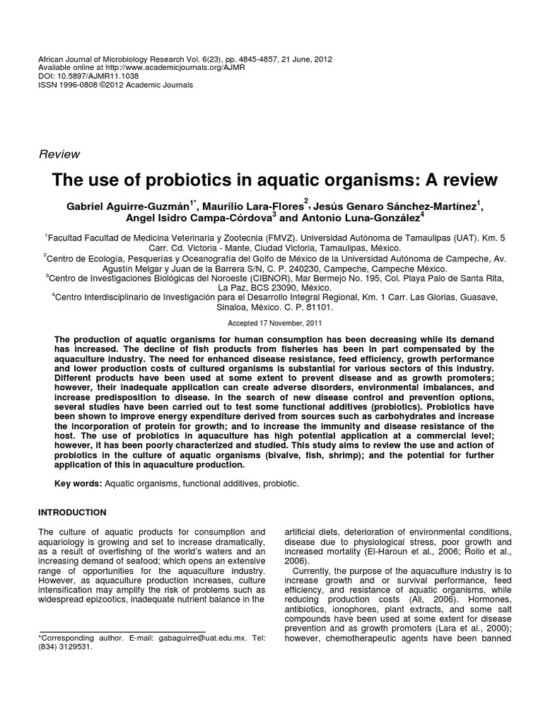 African Journal of Microbiology Research 2012b | PDF | Probiotic | Bacteria