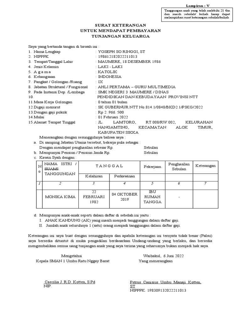 Tanggungan Anak di Atas 21 Tahun Sekolah | PDF