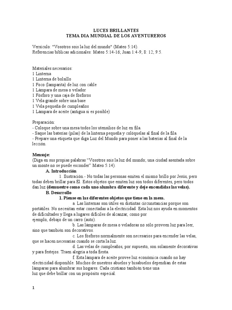 Tema Aventureros PDF Vela Linterna
