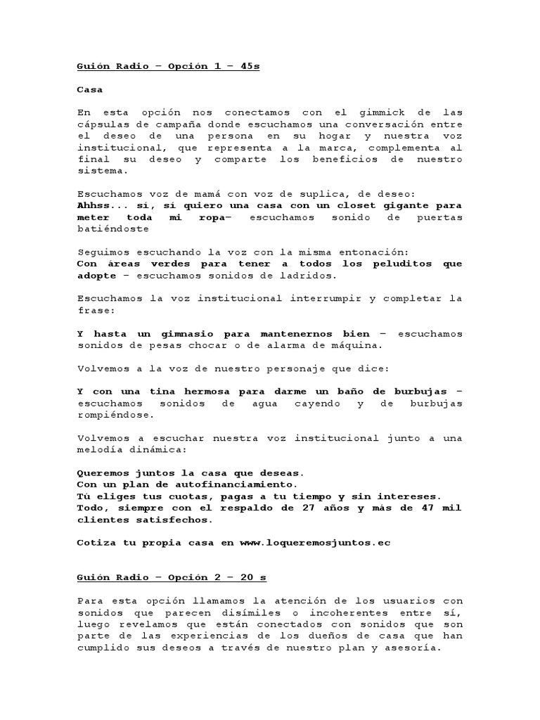 Guión Radio Pichincha PDF