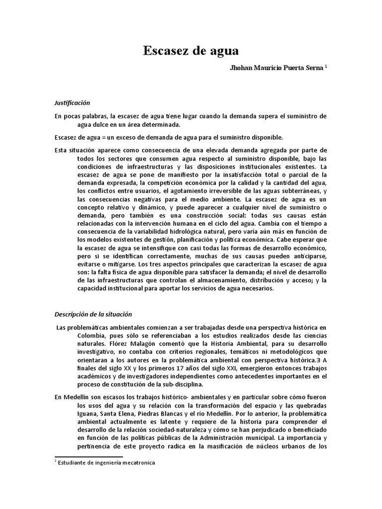 Causas y consecuencias de la escasez de agua | PDF | Agua | Escasez de agua