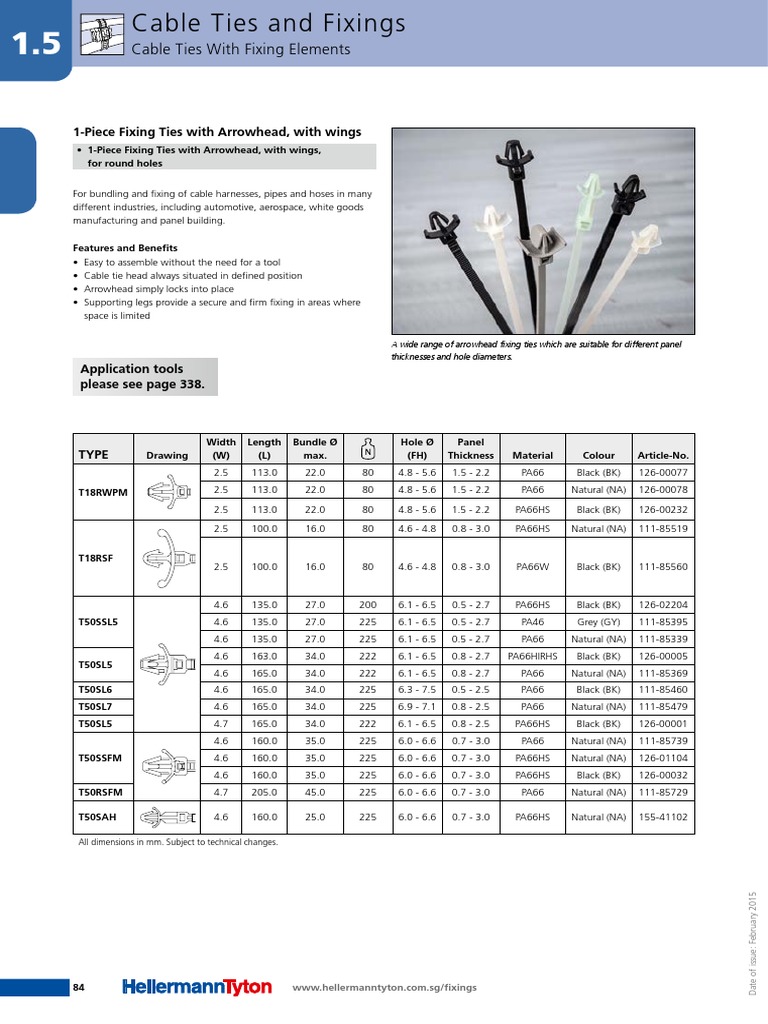 Cable Ties With Fixing Elements PDF Manufactured Goods Industrial Processes