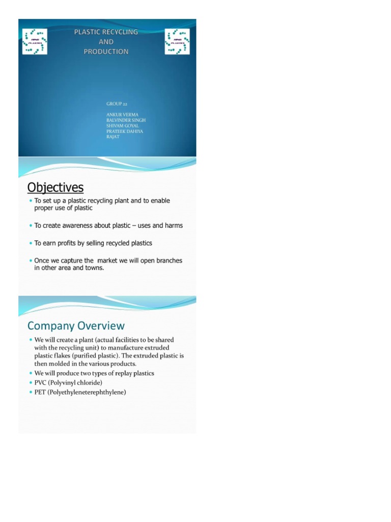 Plastic Recycling Business Plan Presentation PDF