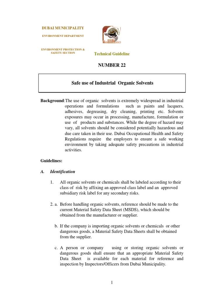 ETG22 Safe Use of Industrial Organic Solvents PDF Solvent