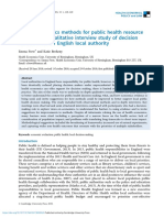 Health Economics Methods For Public Health Resource Allocation: A Qualitative Interview Study of Decision Makers From An English Local Authority