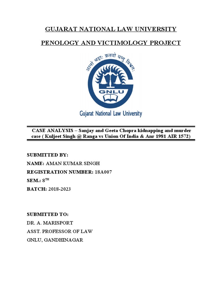 Victimology Case Study: Chopra Kidnapping | PDF | Crimes | Crime & Violence