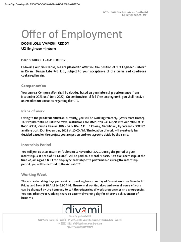 Divami Internship Offer for UX Engineer | PDF | Career & Growth
