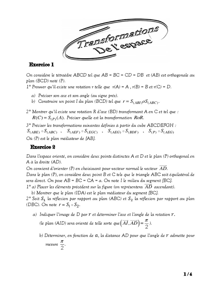 Transformations d'espace en géométrie | PDF | Coordonnées cartésiennes ...