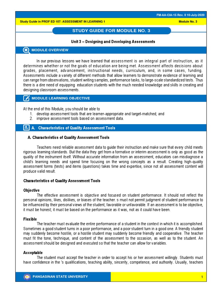 Study Guide For Module No. 3: Unit 3 - Designing and Developing ...