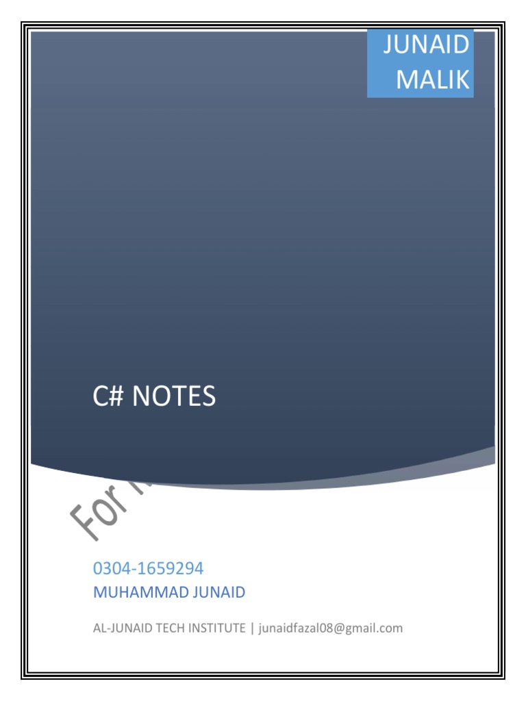 C# Notes by JUNAID | PDF | C Sharp (Programming Language) | Class ...