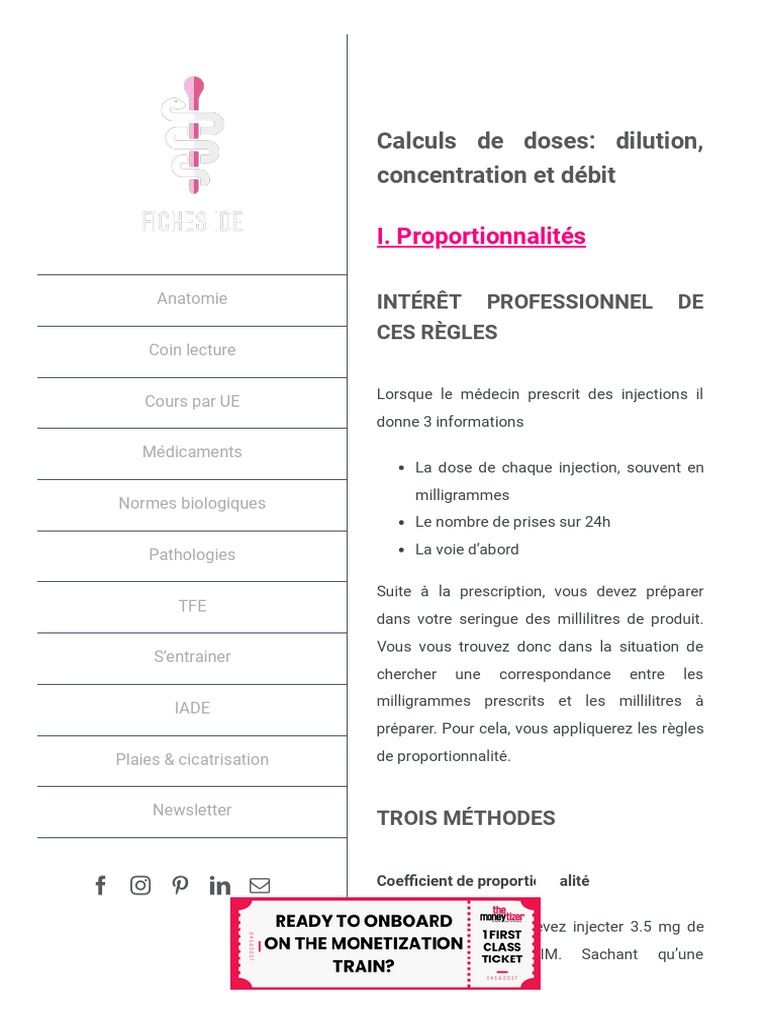 Calculs de Doses - Dilution, Concentration Et Débit - Fiches IDE | PDF ...