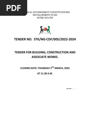 Tender No 5. Building, Construction and Associate Works. | PDF