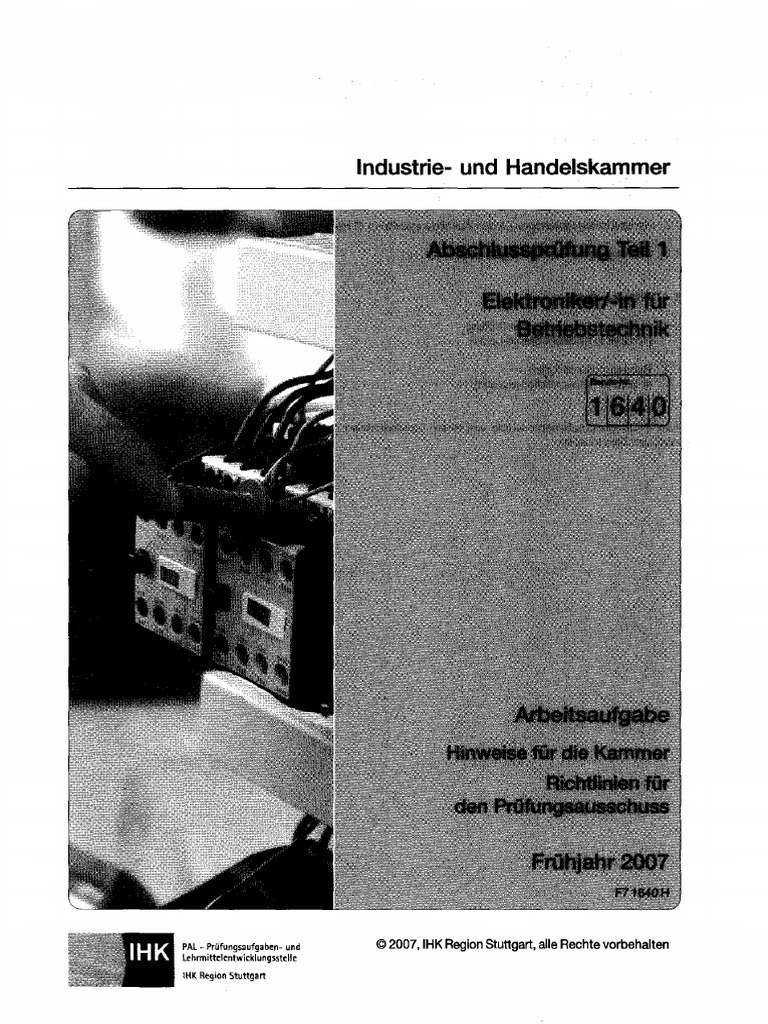 Abschlussprüfung Teil 1 Elektroniker Für Kammer PDF