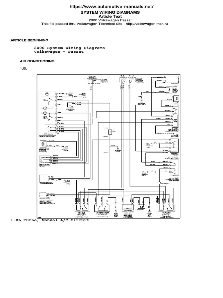 2000 VW Passat Wiring Diagrams | PDF | Trunk (Car) | Volkswagen