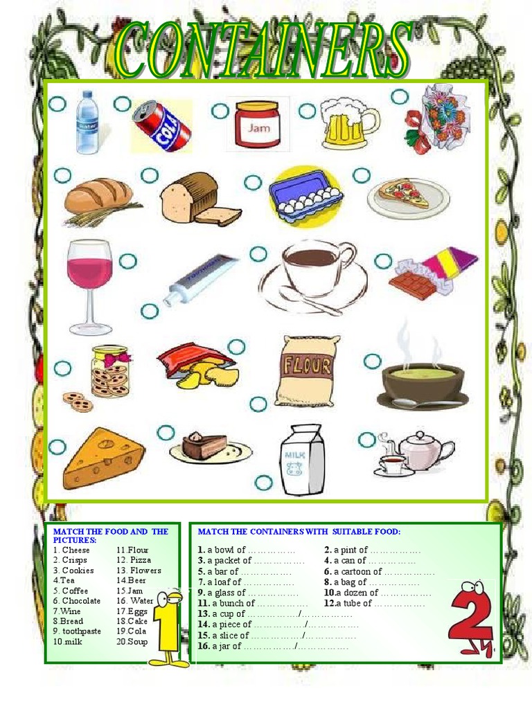 Food and Container Memory Game | PDF