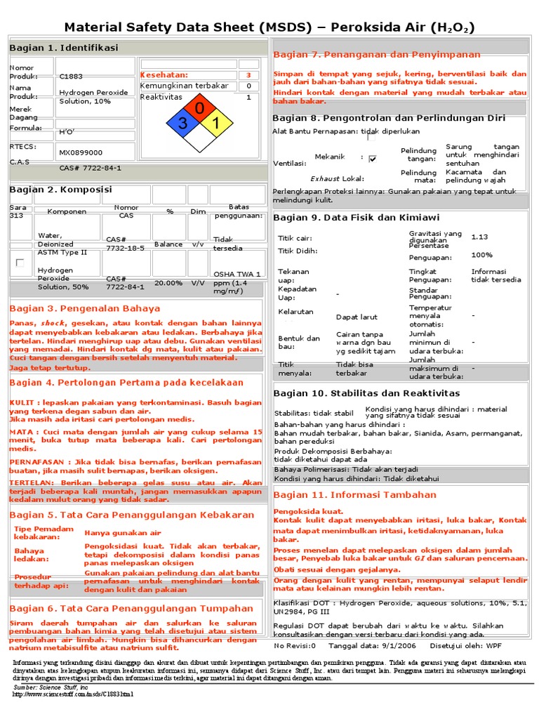 MSDS - Peroksida Air (H2O2) | PDF