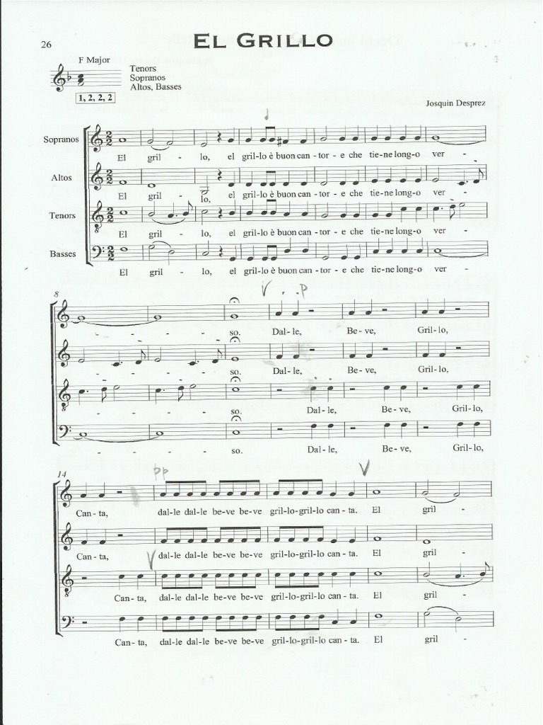 A1 El Grillo È Buon Cantore SATB PDF