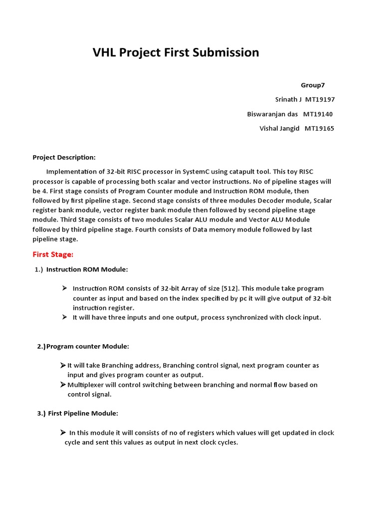 Implementation of a 32 bit 4 stage pipeline risc processor in systemc