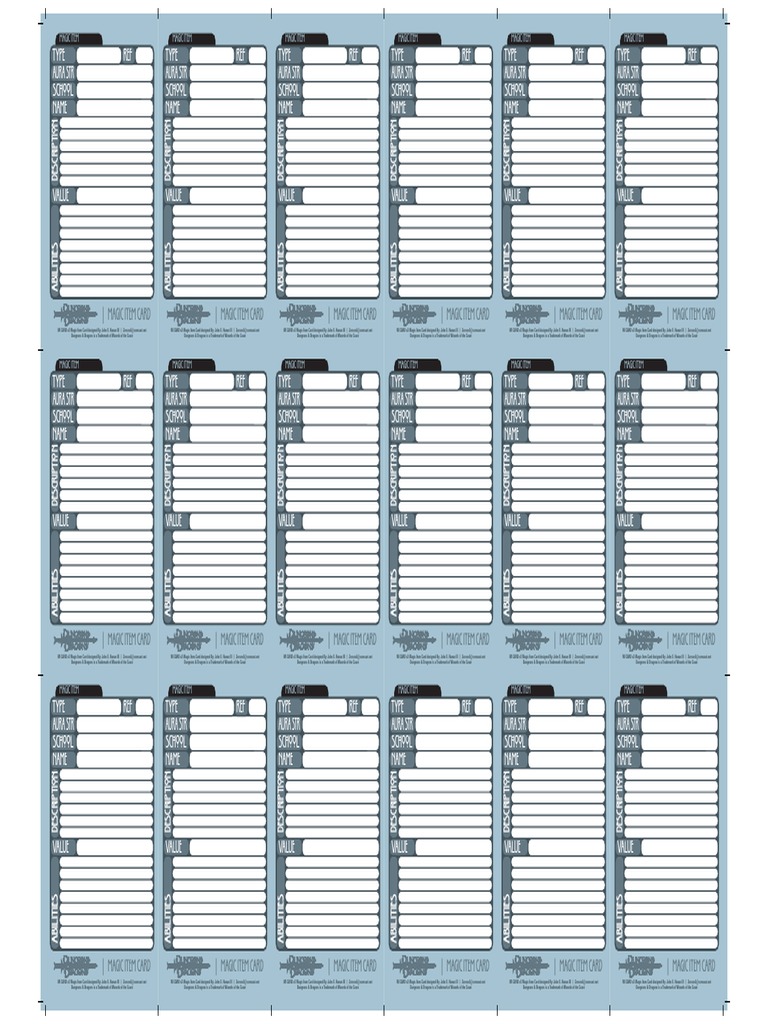 Magic Item Cards PDF Wizards Of The Coast Dungeons & Dragons