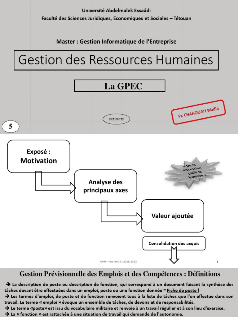 Gestion Prévisionnelle des Emplois et Compétences | PDF | Compétence ...