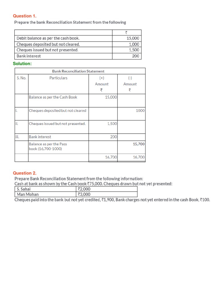 5.bank Reconcile Question and Answer PDF Cheque Banks