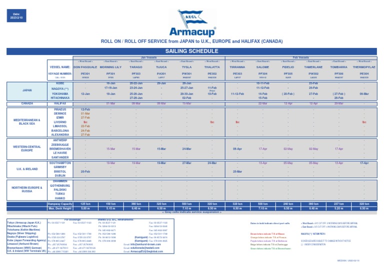 Sailing Schedule Europe PDF Maritime Incidents Passenger Ships
