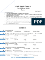 CBSE Sample Paper 12 Class XII Physics